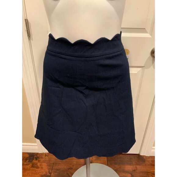 J. McLaughlin Navy Blue A-Line Skirt W/ Scalloped Waist, Size 10 - Picture 2 of 7